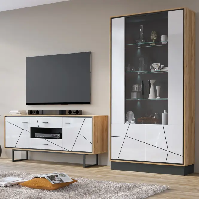 Vitrin Brolo BROV02 2D tölgy catania/fekete gyöngy/mdf fehér hg