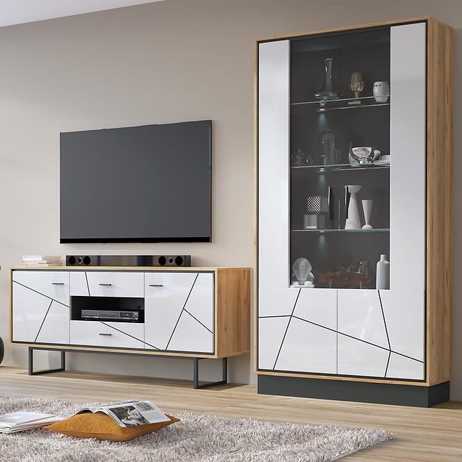 Vitrin Brolo BROV02 2D tölgy catania/fekete gyöngy/mdf fehér hg,5