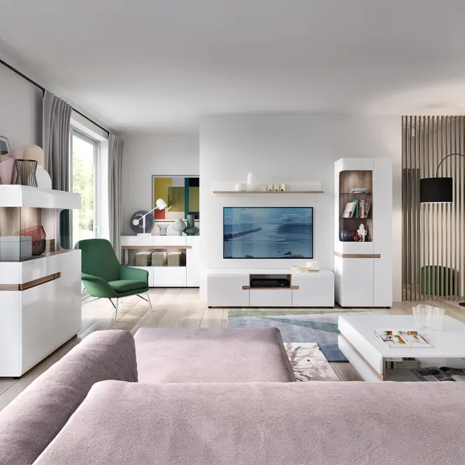 Vitrin Linate típus 01 jobbos 3D alpesi fehér/szarvasgomba/mdf fehér l,7