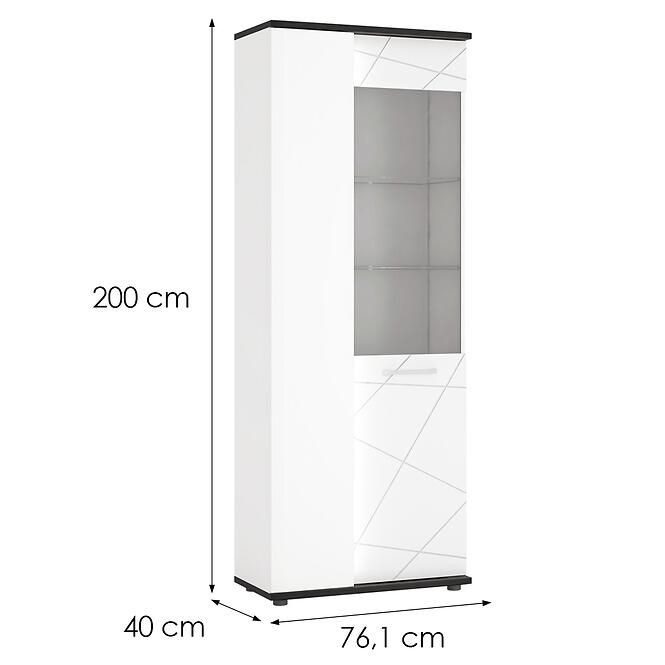 Vitrin Venezia VENV01L 2D alpesi fehér/tölgy vicenza fekete/mdf fehér l,2