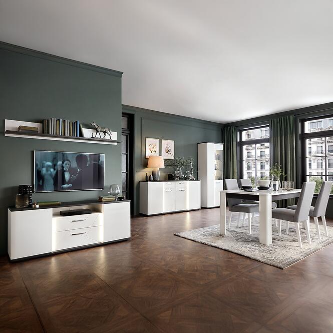 Vitrin Venezia VENV01L 2D alpesi fehér/tölgy vicenza fekete/mdf fehér l,4