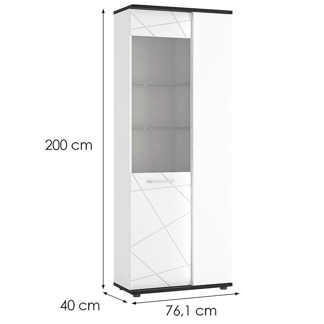 Vitrin Venezia VENV01R 2D alpesi fehér/tölgy vicenza fekete/mdf fehér l