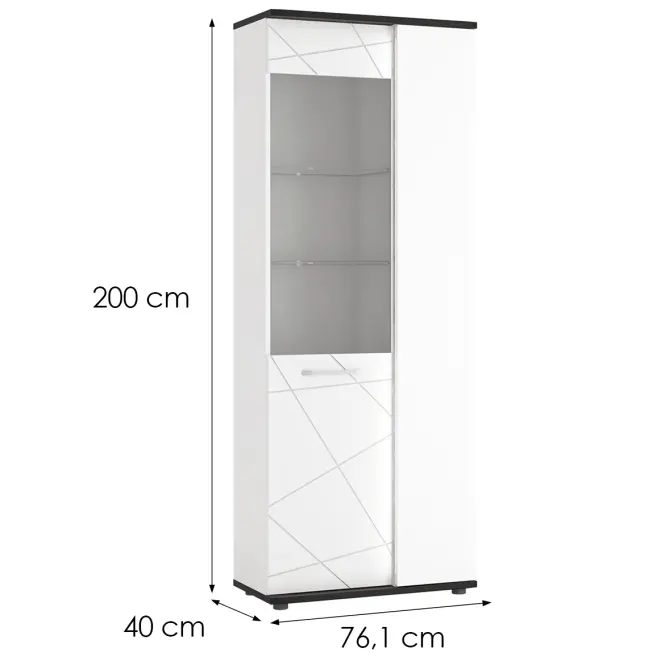 Vitrin Venezia VENV01R 2D alpesi fehér/tölgy vicenza fekete/mdf fehér l,2