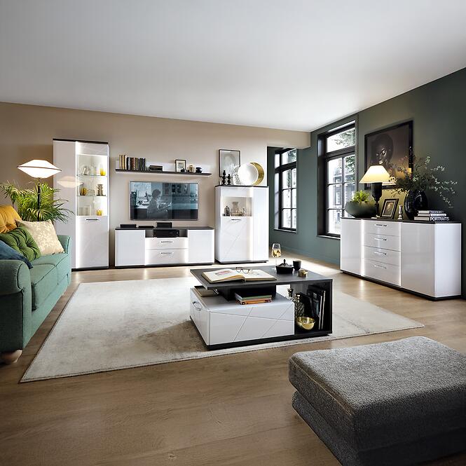 Vitrin Venezia VENV01R 2D alpesi fehér/tölgy vicenza fekete/mdf fehér l