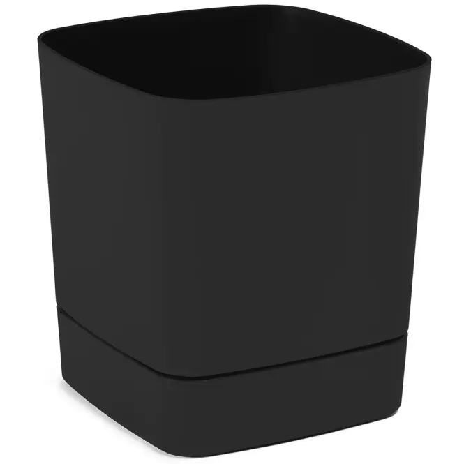 Virágcserép talapazattal Clima 16x16 Recycled fekete LA140-04