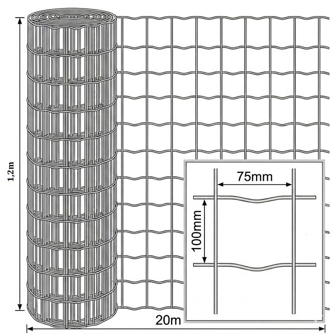 Hegesztett háló 1,2x20 m 100x75 zöld GME1220G
