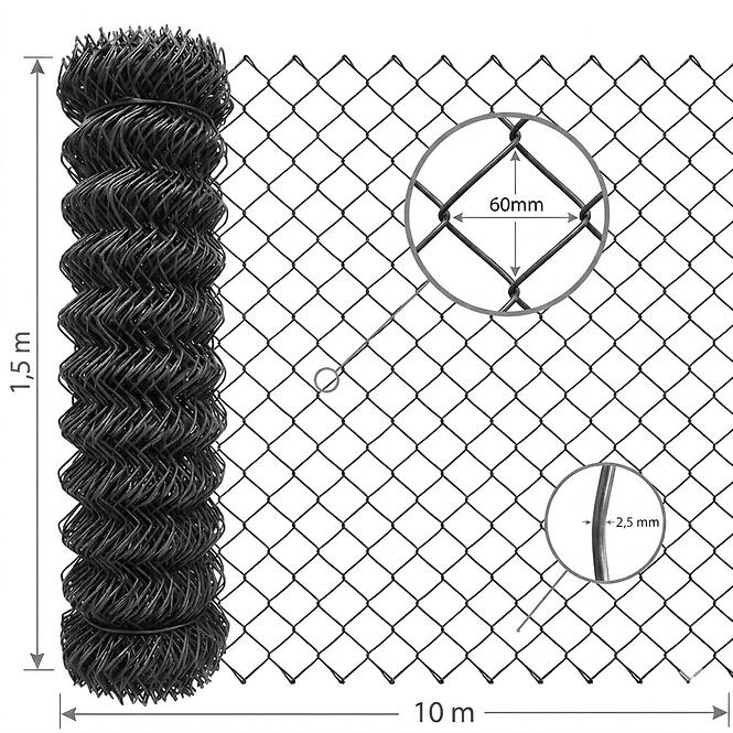 Kötött hálók 1,5x10 m 2,5 mm 60 mm galvanizált GMC1510Z