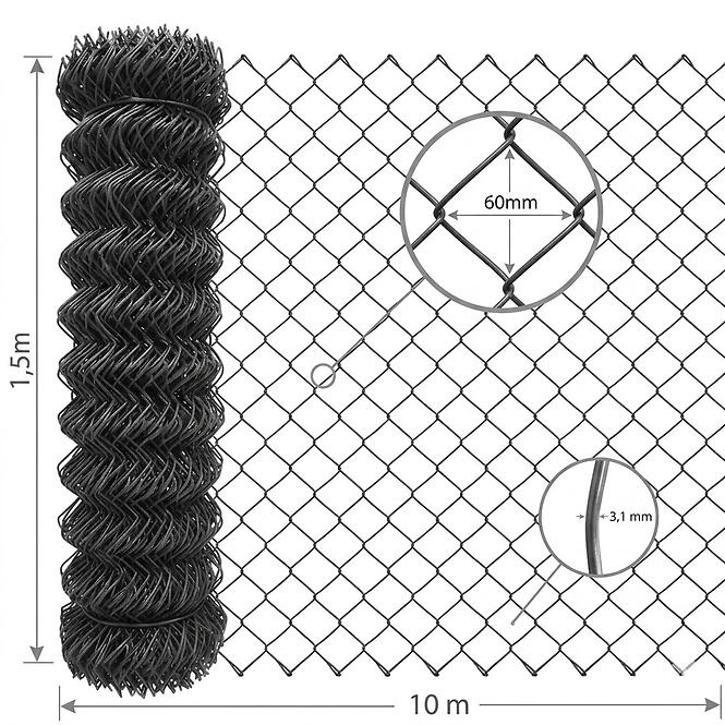 Fonott háló 1,5x10 m 3,1 mm 60 mm zöld GMC1510A