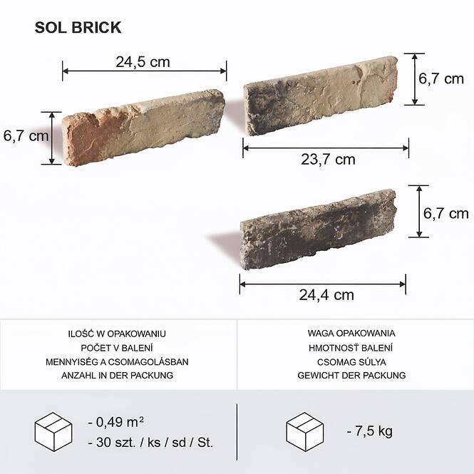 Csempe dekoratív Sol Brick csomag=0,49 m2