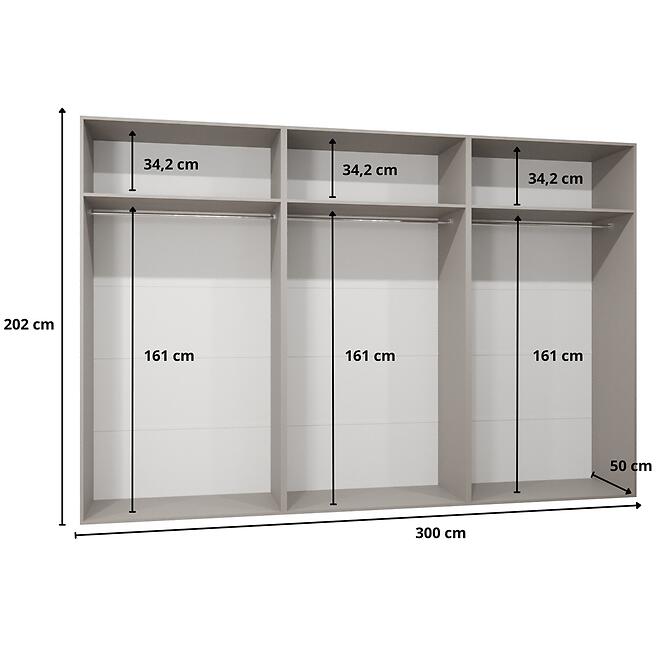 Szekrény Sandi 3-300 (3x100) fehér/fekete