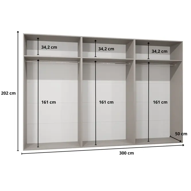 Szekrény Sandi 3-300 (3x100) fehér/arany