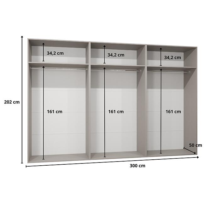 Szekrény Sandi 3-300 (3x100) fekete/fekete,2