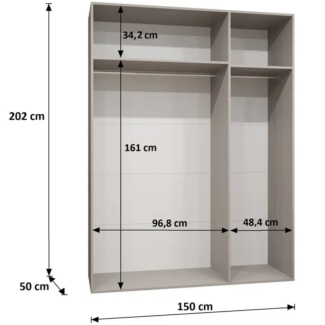 Szekrény Piano 1-150 fekete/kasmír,2
