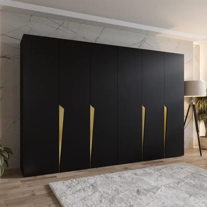 Szekrény Piano 1-300 (2x150) fekete/arany