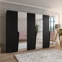 Szekrény Piano 2-300 (3x100) fekete/fekete