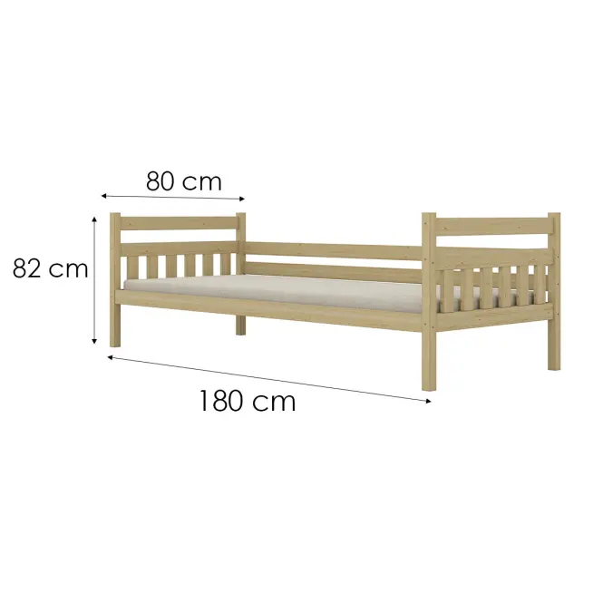 Ágy Dawid standard 80x180 természetes, lakkozott,2