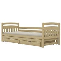 Ágy Dawid pótággyal + fiókok 80x180 természetes, lakkozott