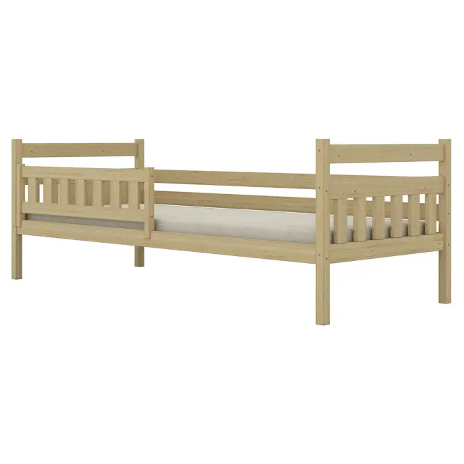 Ágy Dawid standard + korlát 80x180 természetes, nem lakkozott