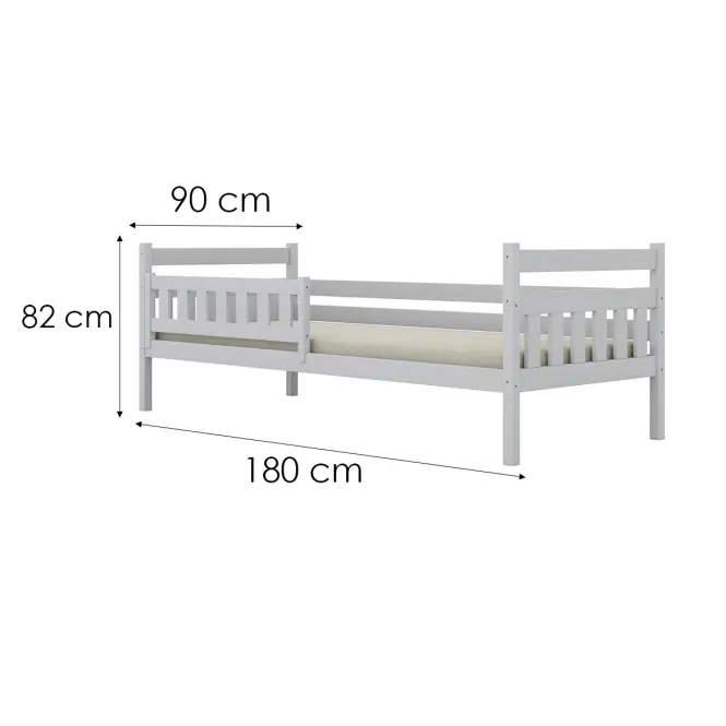 Ágy Dawid standard + korlát 90x180 fehér