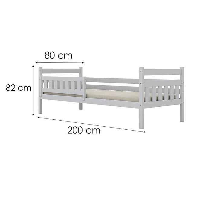 Ágy Dawid standard + korlát 80x200 fehér,2