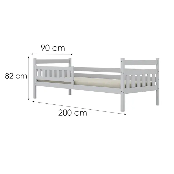 Ágy Dawid standard + korlát 90x200 fehér