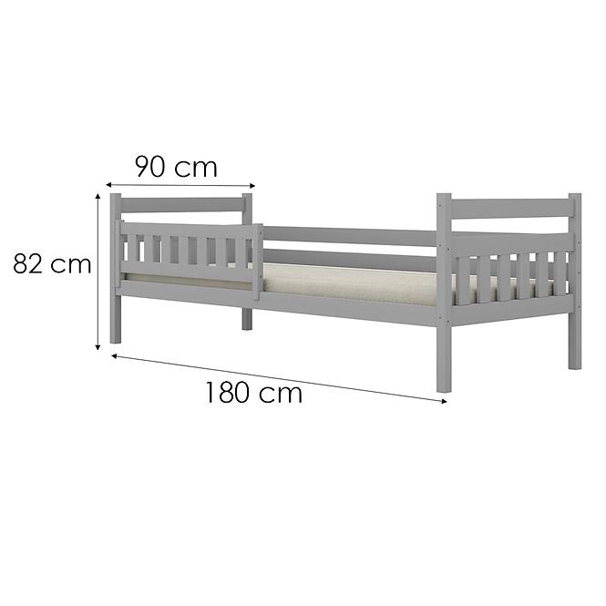 Ágy Dawid standard + korlát 90x180 szürke,2