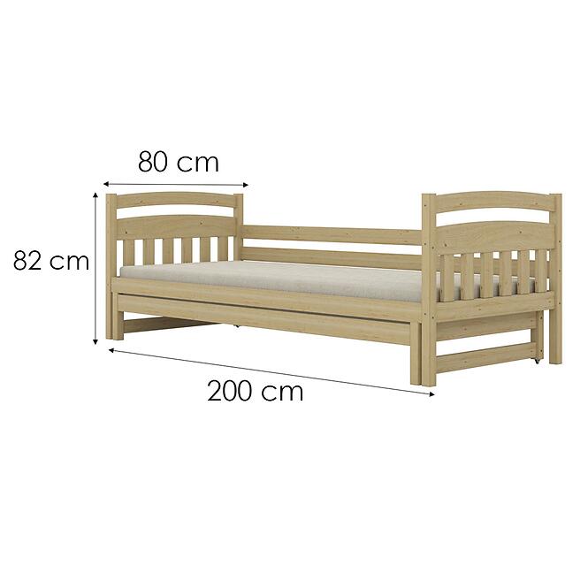 Ágy Tosia pótággyal  80x200 természetes, nem lakkozott