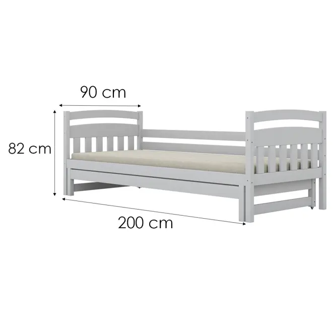 Ágy Tosia pótággyal  90x200 fehér