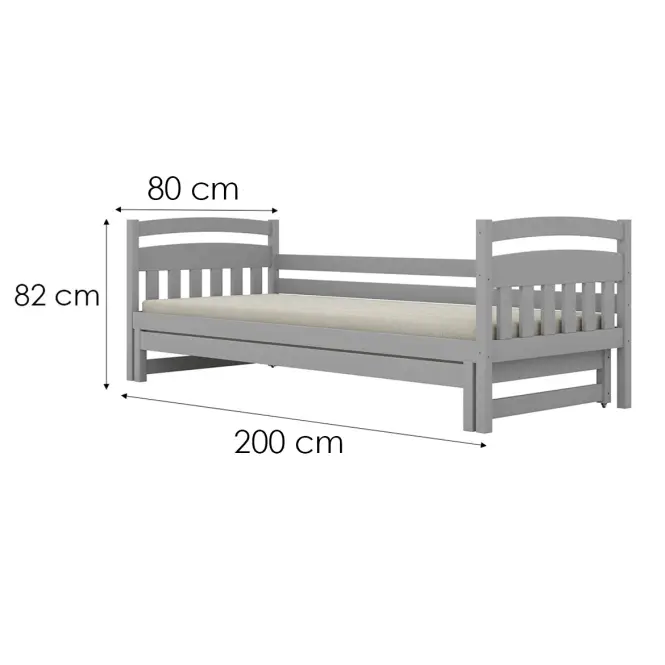 Ágy Tosia pótággyal  80x200 szürke