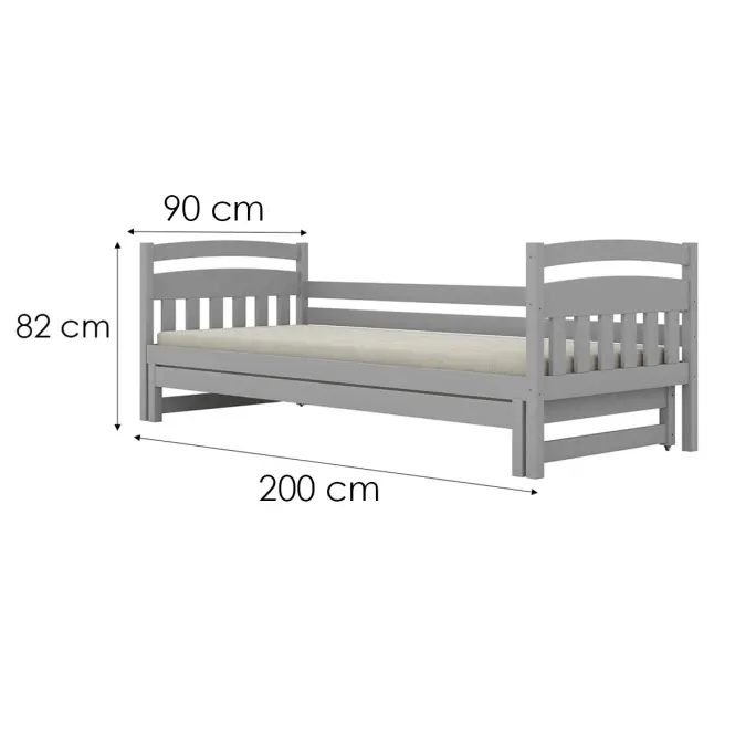 Ágy Tosia pótággyal  90x200 szürke
