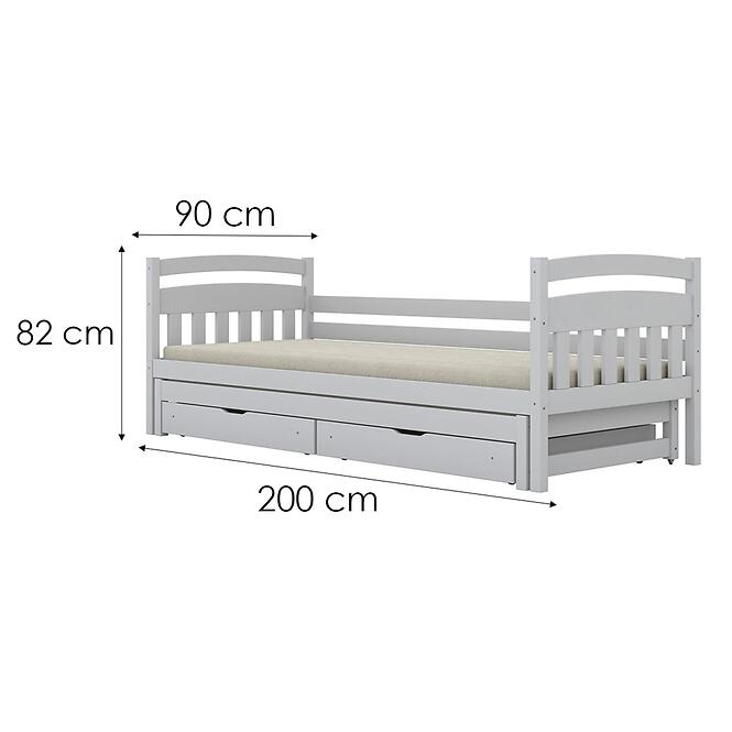 Ágy Tosia pótággyal  + fiókok 90x200 fehér,3