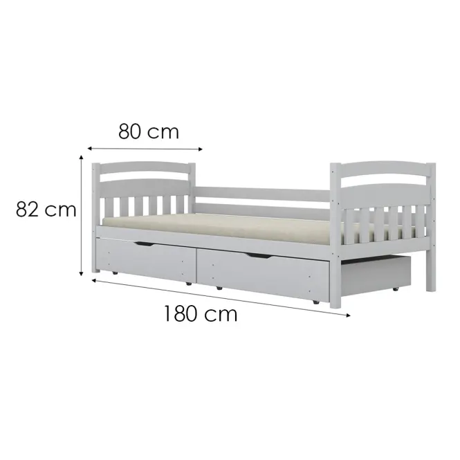 Ágy Tosia nagy fiókok 80x180 fehér,3