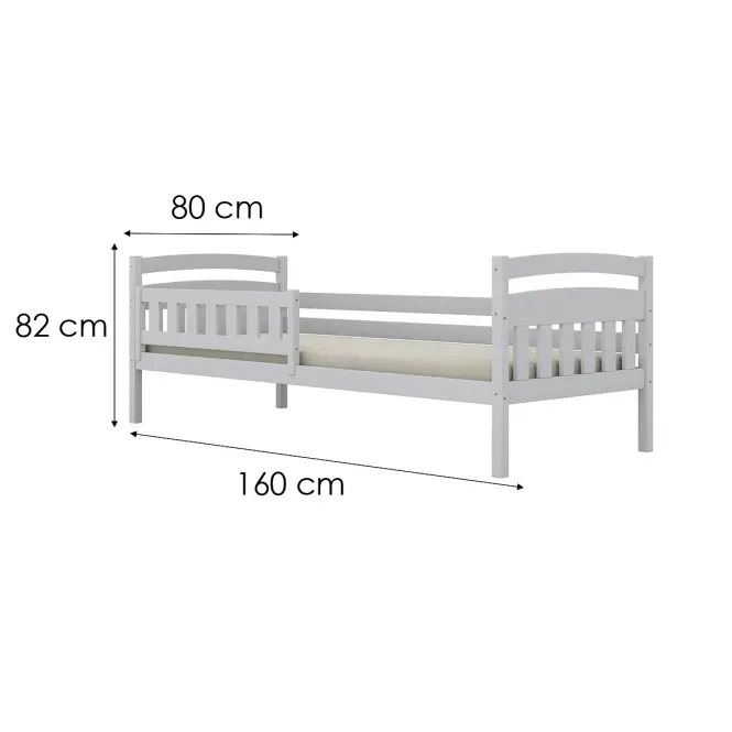 Ágy Tosia standard + korlát 80x160 fehér