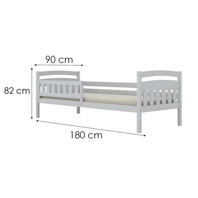 Ágy Tosia standard + korlát 90x180 fehér,2