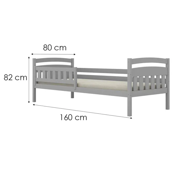 Ágy Tosia standard + korlát 80x160 szürke