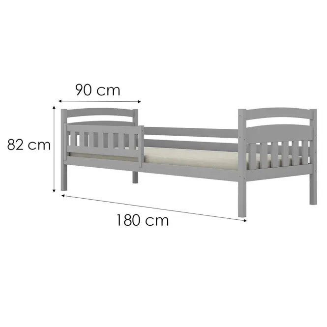 Ágy Tosia standard + korlát 90x180 szürke
