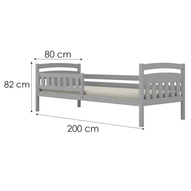 Ágy Tosia standard + korlát 80x200 szürke