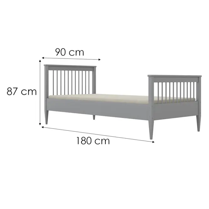 Ágy Emilia 90x180 szürke