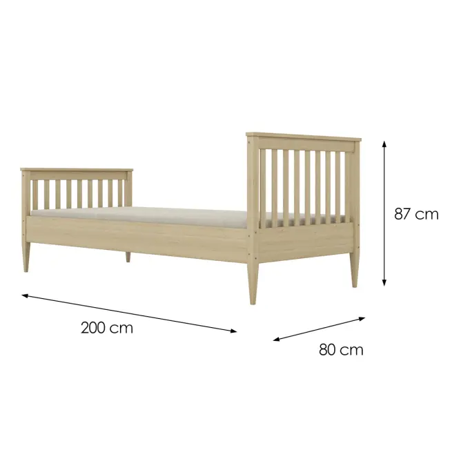Ágy Ignaś 80x200 természetes, lakkozott
