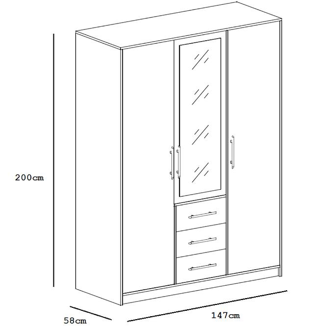 Szekrény Bali D3 147 cm tölgy sonoma