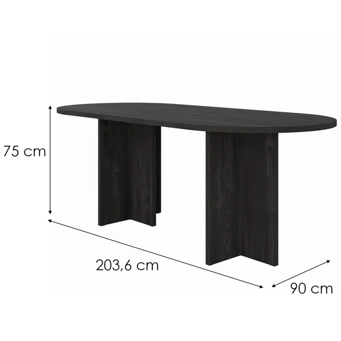 Asztal Loen 204x90 Hamu Portland