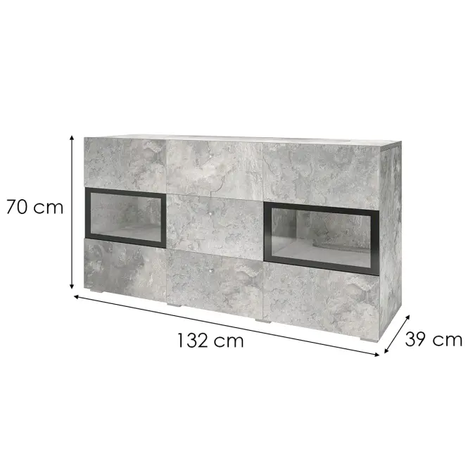 Komód Baros 26  2d3d Világos beton
