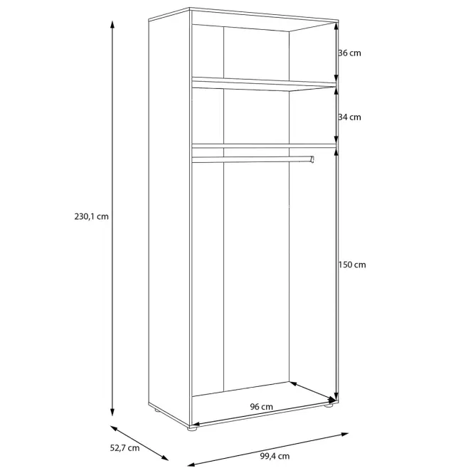 Szekrénytest Moduklix 99,4x230,1 fehér