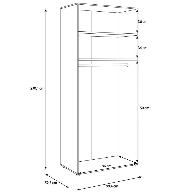 Szekrénytest Moduklix 99,4x230,1 fehér