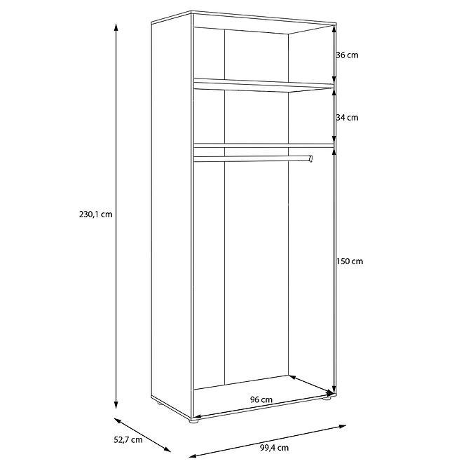 Szekrénytest Moduklix 99,4x230,1 Tölgy Mouvella