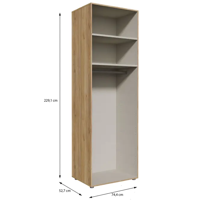 Szekrénytest Moduklix 74,4x230,1 Tölgy Mauvella