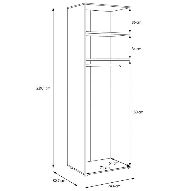 Szekrénytest Moduklix 74,4x230,1 Tölgy Mauvella,5