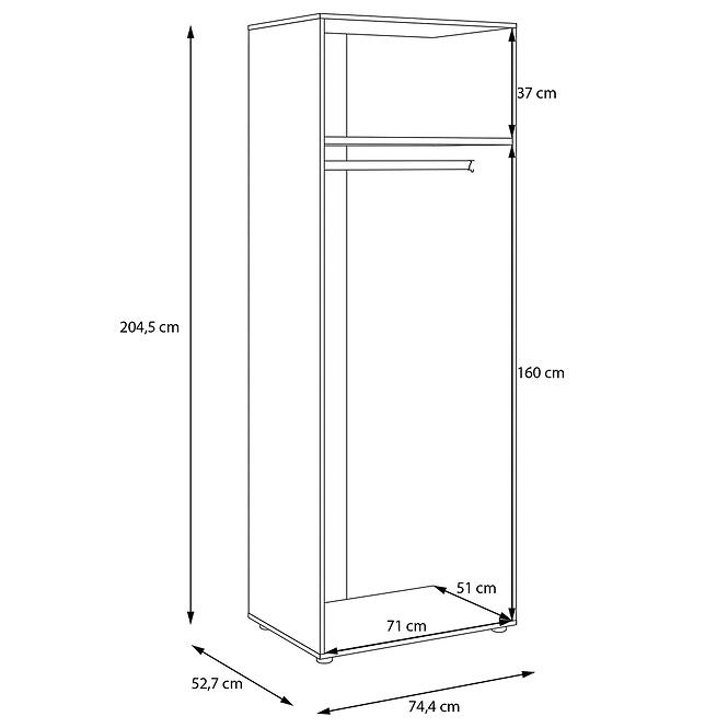 Szekrénytest Moduklix 49,7x204,5 fehér