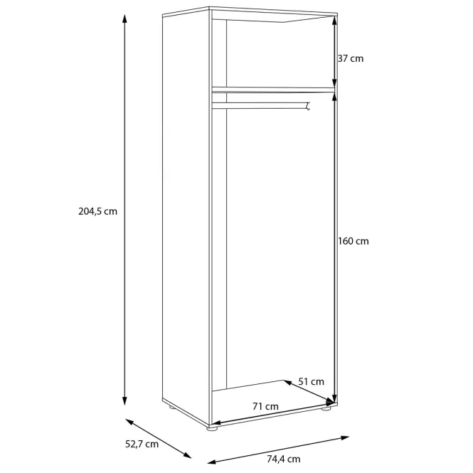 Szekrénytest Moduklix 74,4x204,5 fehér