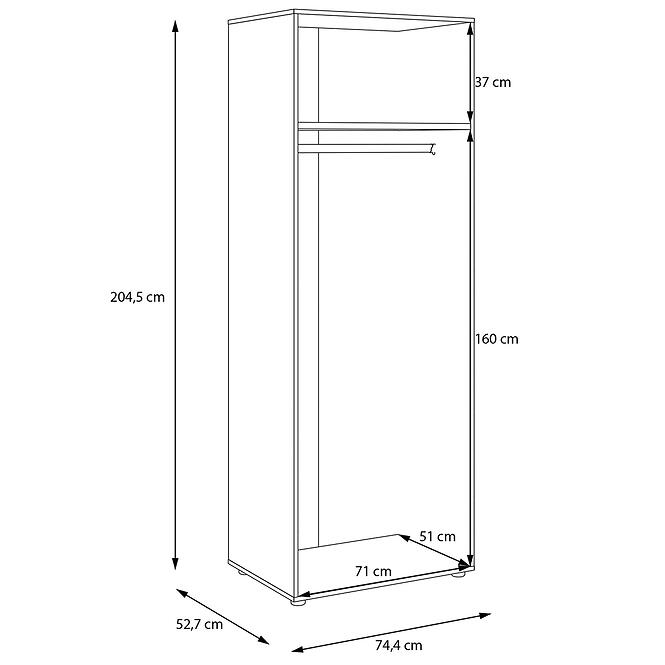 Szekrénytest Moduklix 74,4x204,5 fehér